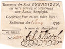 The Netherlands 4 1/2 stuivers 1795 1795 recepis Enkhuizen PMG 53  225,00 EUR  + 15,00 EUR frais d'envoi