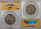 USA Half Dollar 1854 Seated Liberty Silver  ANACS AU-50 Details Bent Cle... 446,41 EUR  + 21,47 EUR frais d'envoi