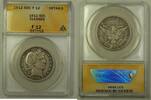 USA Half Dollar Barber Silver 50c Coin ANACS F-12 Details Cleaned -