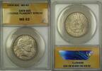 USA Half Dollar OBV Planchet Streak Barber Silver ANACS MS-62 (Better Coin) DJ -