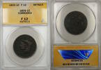 USA Large Cent Coronet Head 1c Coin ANACS F-12 Details Corroded PRX -