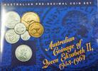 World Coins 1953-1964 Austrialian Royal Coinage of Queen Elizabeth II 6 Pieces 3 Silver -