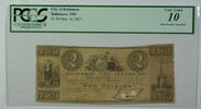 Banknoten 1837 $ May 16th $2 Obsolete Currency Baltimore MD PCGS VG-10 Hole Punch Cancelled -