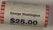 USA Dollar George Washington Presidential Roll BU 25 $ Coins *Mint Mark Unknown -
