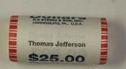 USA $1 Coin Thomas Jefferson Presidential Dollar Roll BU 25 $1 Coins *Mint Mark Unknown -
