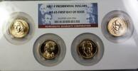 USA Presidential Dollars First Day Issue 4 BU Coins MS-65 NGC Holder -