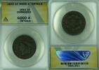 USA Large Cent Coronet Head ANACS GOOD-4 Details Corroded (41) -