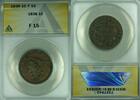 USA Large Cent Coronet Head w/Obverse Cud ANACS F-15 (42) -