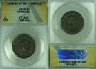 USA Large Cent Coronet Head ANACS VF-25 Details Damaged (42) -
