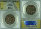 USA Large Cent Coronet Head ANACS F-12 Details Corroded (42) -