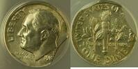 USA Roosevelt Dime (ND) 10c Mint Error Doubled Curved Clip ANACS MS-63 -