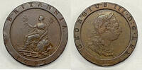 European Coins 1797 Great Britain 2 Penny Copper Cartwheel F -