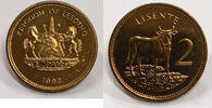 Weltmünzen 2 Lisente 1992 Lesotho  Coin KM#55 - BU Roll of 25 Coins in Wrapper 25 BU coins in wrapper--see photos