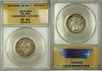 European Coins 1873 Die 8 G. Britain Shilling Silver Coin ANACS EF-45 Details Cleaned Corroded -