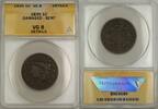 USA Large Cent Coronet Head 1C Coin ANACS VG 8 Details Damaged Bent -