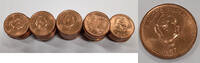 World Coins 1967 Tonga 1 Senti Bronze Coins of Salote Tupou III-BU Roll of 43 Coins -