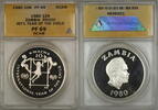 World Coins 1980 Year of the Child Proof Zambia 10K Kwacha Silver Coin ANACS PF-69 DCAM -