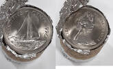 World Coins 1966 Bahamas 25 Cents BU Coins w/Sailboat-KM#6 Roll of 15 in Wrapper as Shown -