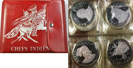 World Coins 1971 Republic of Haiti Indian Chiefs 9 Fine Silver Coin Set Original Red Folder -