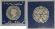 World Coins 1984 Hong Kong Queen Victoria Silver Plated Proof Medal in Case -