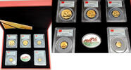 World Coins 2014 China 5 Pc Gold Panda Coin Set PCGS MS70 1st Strike in OGP w/COA -