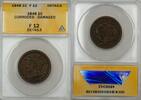 US Coins  1848 Large Cent 1c Coin ANACS F-12 Details Corroded-Damaged  34,34 EUR  + 22,33 EUR frais d'envoi