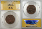 US Coins  1850 Braided Hair Large Cent 1C Coin ANACS VF 20 Details Scrat... 39,25 EUR  + 22,33 EUR frais d'envoi