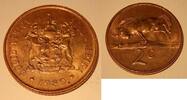 World Coins 1980 South Africa 2 Cents Bronze Coins - Roll of 30 BU Coins -