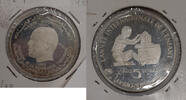 World Coins 1982 Tunisia Silver 5 Dinars Proof Coin, Year of the Child w/Hairlines & Toning -