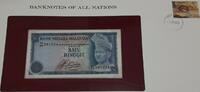 Banknoten Malaysia Satu Ringgit ($1) Banknote Crisp Uncirculated in Stamped Envelope -