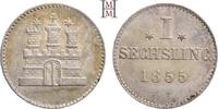 HAMBURG, Stadt. Sechsling 1855 Feine Tönung, fast Stempelglanz 24,50 EUR  + 10,00 EUR frais d'envoi