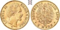 REICHSGOLDMÜNZEN BAYERN Ludwig II., 1864-1886. 5 Mark 1877 D Leichter Kr., gutes vorzüglich