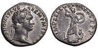 Domitian (81-96) Rom. Minerva mit Lanze. EULE. Feine Tönung! AR Denar  vz-