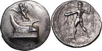 Demetrios I. Poliorketes (306-283 BCE) AR Tetradrachme Salamis. Prora mit Nike. POSEIDON Pelagaios mit Dreizack. TOP-Stück! -
