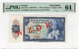 Poland 20 złotych 1939 RARE SPECIMEN PMG 64 2600,00 EUR  + 20,00 EUR frais d'envoi