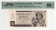 CZECHOSLOVAKIA 50 KORUN 1950 SPECIMEN PMG 66 EPQ 110,00 EUR  + 15,00 EUR frais d'envoi