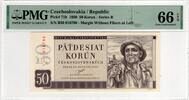 CZECHOSLOVAKIA 50 KORUN 1950 PMG 66 EPQ 110,00 EUR  + 15,00 EUR frais d'envoi