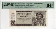 CZECHOSLOVAKIA 50 KORUN 1950 SPECIMEN PMG 64 80,00 EUR  + 15,00 EUR frais d'envoi