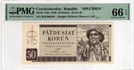 CZECHOSLOVAKIA 50 KORUN 1950 SPECIMEN PMG 66 EPQ 110,00 EUR  + 15,00 EUR frais d'envoi