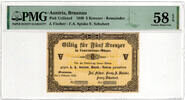 AUSTRIA, BRAUNAU 5 KREUTZER 1849 PMG 58 EPQ 120,00 EUR  + 15,00 EUR frais d'envoi