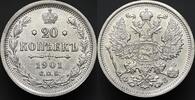 Russia 20 Kopecks 1901 UNC- 95,00 EUR  + 15,00 EUR frais d'envoi