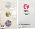 DDR 2 X 5 Mark Münztasche zur Ehrung der DDR 1989 Thomas Müntzer Staatsbank -