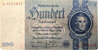 DRITTES REICH 100 Reichsmark DRITTES REICH 100 Reichsmark 24.06.1935 KN 5053921 -