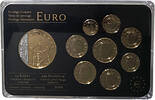 BELGIEN 3,88 € + Medaille KMS 1999-2005 - Prestige-Coinset vergoldet Rhodium in einem Hartplastik-Blister -