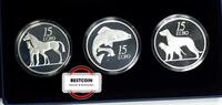 IRLAND 3 x 15 € KM 64, 68, 72 - Pferd, Fisch u. Wolfshund - in der OVP + Zertif. -