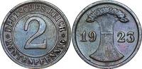 WEIMARER REPUBLIK 2 Rentenpfennig J 307, nur von 1923 - 1925 geprägt -
