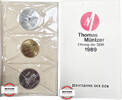 DDR 2 X 5 Mark Münztasche zur Ehrung der DDR 1989 Thomas Müntzer Staatsbank -