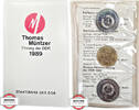 DDR 2 X 5 Mark Münztasche zur Ehrung der DDR 1989 Thomas Müntzer Staatsbank -