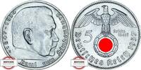 DRITTE REICH 5 Reichsmark J 367 - Paul von Hindenburg -