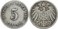 DEUTSCHLAND 5 Pfennig J 12 - Kursmünze aus dem Kaiserreich -